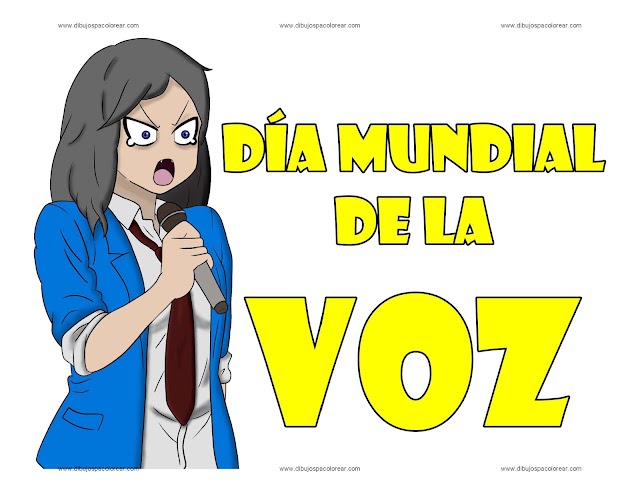 Día Mundial de la Voz dibujo a color y para colorear